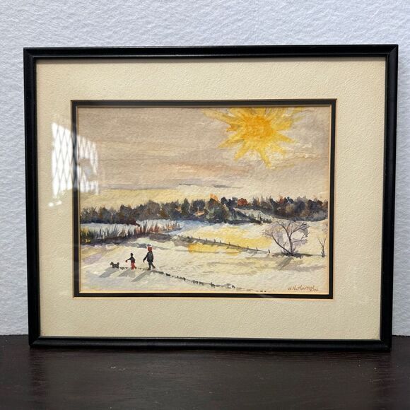 watercolor painting Signed W.H. Hinton 16.75"x13.75" With Frame. - Picture 2 of 10